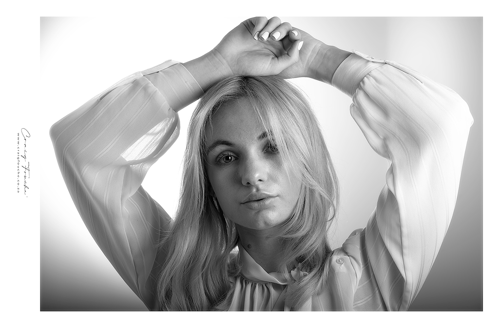 Clean lighting headshot of Vicki Alexia in Cape Town studio